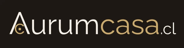 Logo Aurum Casa versión fondo marrón tienda hogar Chile